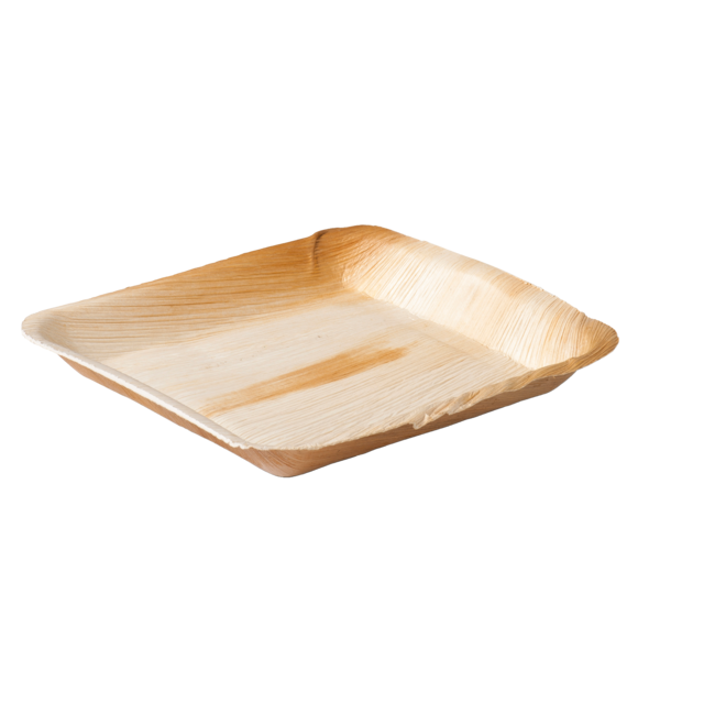 Biodore Plate, square, 1 compartment, palm frond, 240x240mm,  1